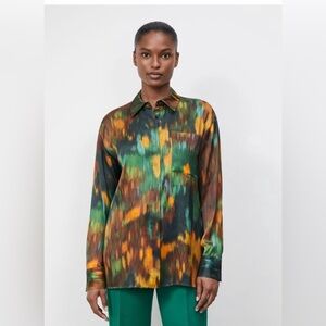 Lafayette 148 New York Multicolor Abstract Blouse